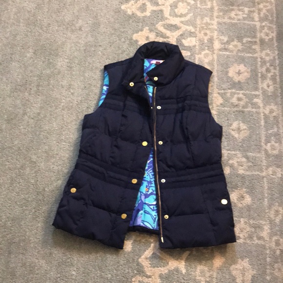 Lilly Pulitzer Jackets & Blazers - Lily Pulitzer navy blue vest with gold accents